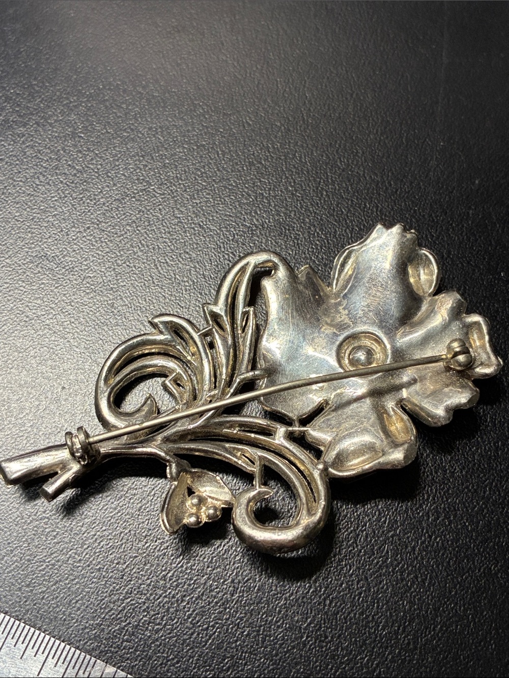 Rhinestone Pink Flower Brooch Pin - Picture 5 of 8